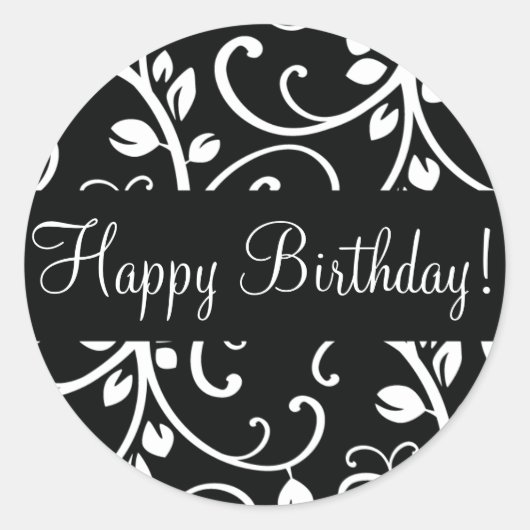 ハッピーバースデーフローラつる植物封筒封印 ラウンドシール (正面)