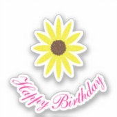 ハッピーバースデーフローラひまわりピンクイエロー2024 シール (正面)