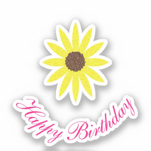 ハッピーバースデーフローラひまわりピンクイエロー2024 シール (正面)