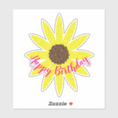 ハッピーバースデーフローラひまわり曲線文字 ユニーク シール (シート)
