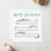 ハッピーバースデーフローラシート音楽カード ノートカード (正面/裏面インサイチュ)