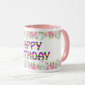 ハッピーバースデーフローラデザイン マグカップ (正面右)
