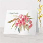 ハッピーバースデーフローラピンクウォーター色 カード (黄色い花)