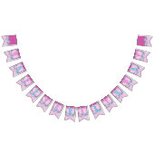 ハッピーバースデーフローラピンクパープル水玉模様パーティー バンティングフラッグ (全)