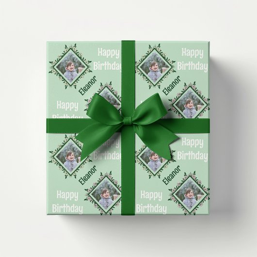 ハッピーバースデーフローラフォトフレーム ラッピングペーパー