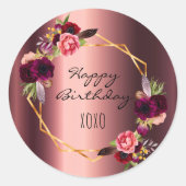 ハッピーバースデーフローラブルゴーニュ金ゴールド金属 ラウンドシール (正面)