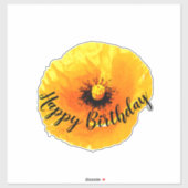 ハッピーバースデーフローラポピーフラワーゴールデンイエロー シール (シート)