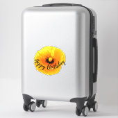 ハッピーバースデーフローラポピーフラワーゴールデンイエロー シール (スーツケース)