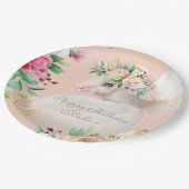 ハッピーバースデーフローラユニコーンパーソナライズされた名 ペーパープレート (アングル)