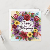 ハッピーバースデーフローラリース カード (正面/裏面インサイチュ)