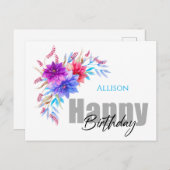 ハッピーバースデーフローラ水彩はがき ポストカード (正面/裏面)