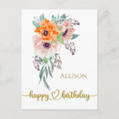 ハッピーバースデーフローラ水彩はがき ポストカード (正面)