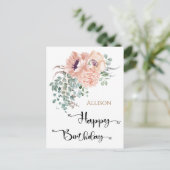 ハッピーバースデーフローラ水彩はがき ポストカード (スタンド正面)