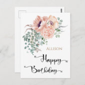 ハッピーバースデーフローラ水彩はがき ポストカード (正面/裏面)