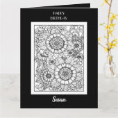 ハッピーバースデーフローラ着色カード カード (黄色い花)