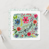 ハッピーバースデーフローラ花 |グリーティングカード カード (正面/裏面インサイチュ)