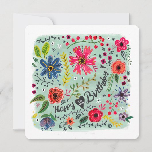 ハッピーバースデーフローラ花 |グリーティングカード カード (正面)