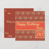 ハッピーバースデーフローラ金ゴールドマルーンカスタムカード (正面/裏面)