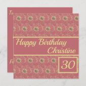 ハッピーバースデーフローラ金ゴールド梅デザインカスタムカード (正面/裏面)