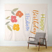 ハッピーバースデーフローラ開花名前をカスタムする タペストリー (インサイチュ(横))