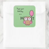 ハッピーバースデーフーフクロウピンク&タン スクエアシール (バッグ)
