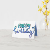 ハッピーバースデーフ予測できなォーボーイズブルーグリーン カード (黄色い花)