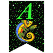 ハッピーバースデーブライトカラフルリザードオンブランチ バンティングフラッグ (第2の旗)