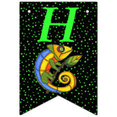 ハッピーバースデーブライトカラフルリザードオンブランチ バンティングフラッグ (第1の旗)