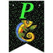 ハッピーバースデーブライトカラフルリザードオンブランチ バンティングフラッグ (第3の旗)