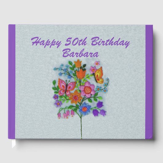 ハッピーバースデーブライトフラワーブーケ蝶 ゲストブック (正面)