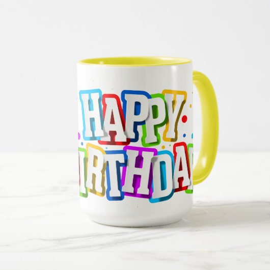 ハッピーバースデーブラウンアーティストマグ マグカップ (正面右)