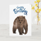 ハッピーバースデーブラウンフォレストベア カード (黄色い花)