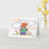 ハッピーバースデーブラウンベアチルドレンスアート カード (黄色い花)
