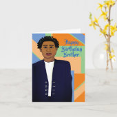 ハッピーバースデーブラザーアフリカンアメリカン カード (黄色い花)