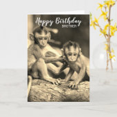 ハッピーバースデーブラザーキュートモンキーズ誕生日 カード (黄色い花)