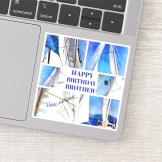 ハッピーバースデーブラザー芸術的ホワイトセイルズ シール