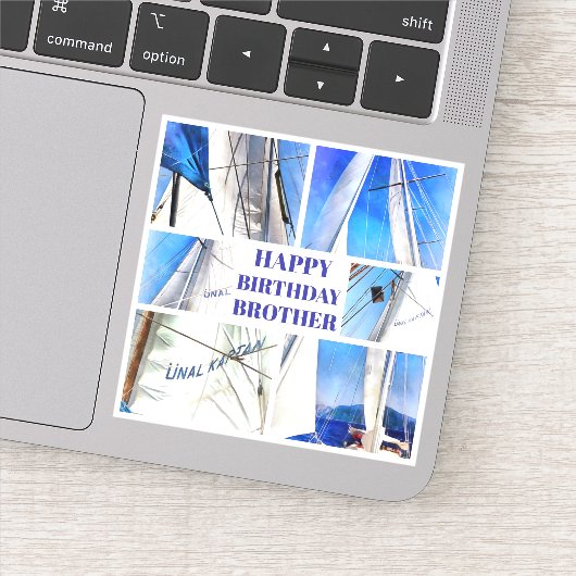 ハッピーバースデーブラザー芸術的ホワイトセイルズ シール (詳細)