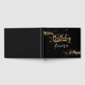 ハッピーバースデーブラックおよび金ゴールドテーマ ゲストブック (全面)