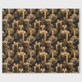 ハッピーバースデーブラックと金ゴールド任意の年齢 ラッピングペーパー (フラット)