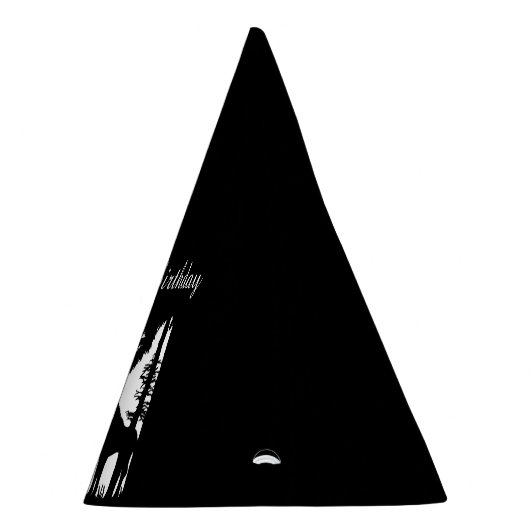 ハッピーバースデーブラックオンホワイトレッドライディングフードウルフ パーティーハット (右)