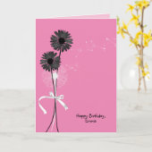 ハッピーバースデーブラックデイジーとタンポポ カード (黄色い花)