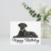 ハッピーバースデーブラックラブラドールレトリエバーパピードッグ ポストカード (スタンド正面)