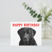 ハッピーバースデーブラックラブラドールレトリエバーパピードッグ ポストカード (スタンド正面)