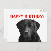 ハッピーバースデーブラックラブラドールレトリエバーパピードッグ ポストカード (正面/裏面)