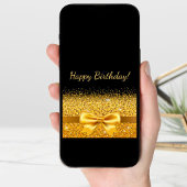 ハッピーバースデーブラック金ゴールドボウ カード