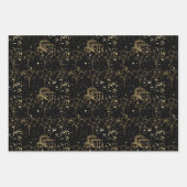ハッピーバースデーブラック金ゴールド包装紙 ラッピングペーパーシート (正面3)