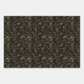 ハッピーバースデーブラック金ゴールド包装紙 ラッピングペーパーシート (正面)