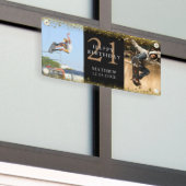 ハッピーバースデーブラック&金ゴールドグリッタースパークルパーティー 横断幕 (ビルの外側)