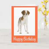 ハッピーバースデーブリタニースパニエル犬子犬用カード カード (黄色い花)