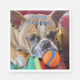 ハッピーバースデーブリンドルボストンテリア スタンダードランチョンナプキン